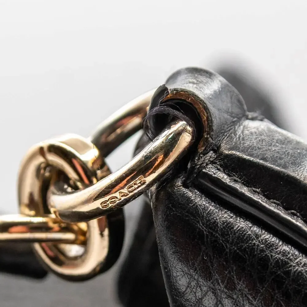 Large Black Leather Satchel Bag COACH Madison Phoebe Shoulder Bag Handbag #35723 - Picture 6 of 10